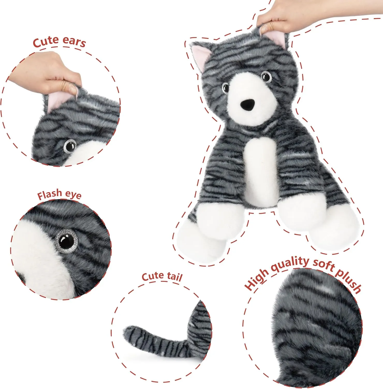 Niuniu Daddy 14" | 3.5 Pound Cat Weighted Stuffed Animal, Heavy Stuffed Cat Plush Toys for Kids Adults, Weighted Beads for Kitty Stuffed Animals Body Pillow for Present Birthday Holiday Christmas