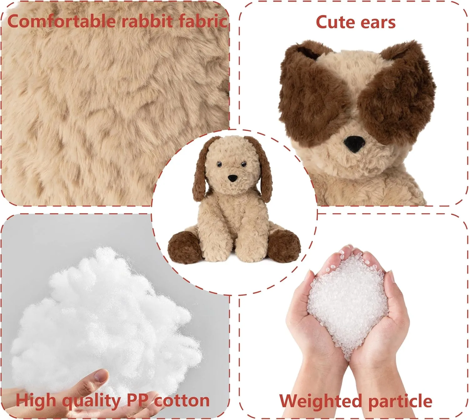 Niuniu Daddy 14" | 3.5 Pound Dog Weighted Stuffed Animal, Heavy Doggy Pillowfort Plush Toys for Kids Adults, Weighted Beads for Puppy Stuffed Animals Body Pillow for Gift Birthday Holiday Christmas