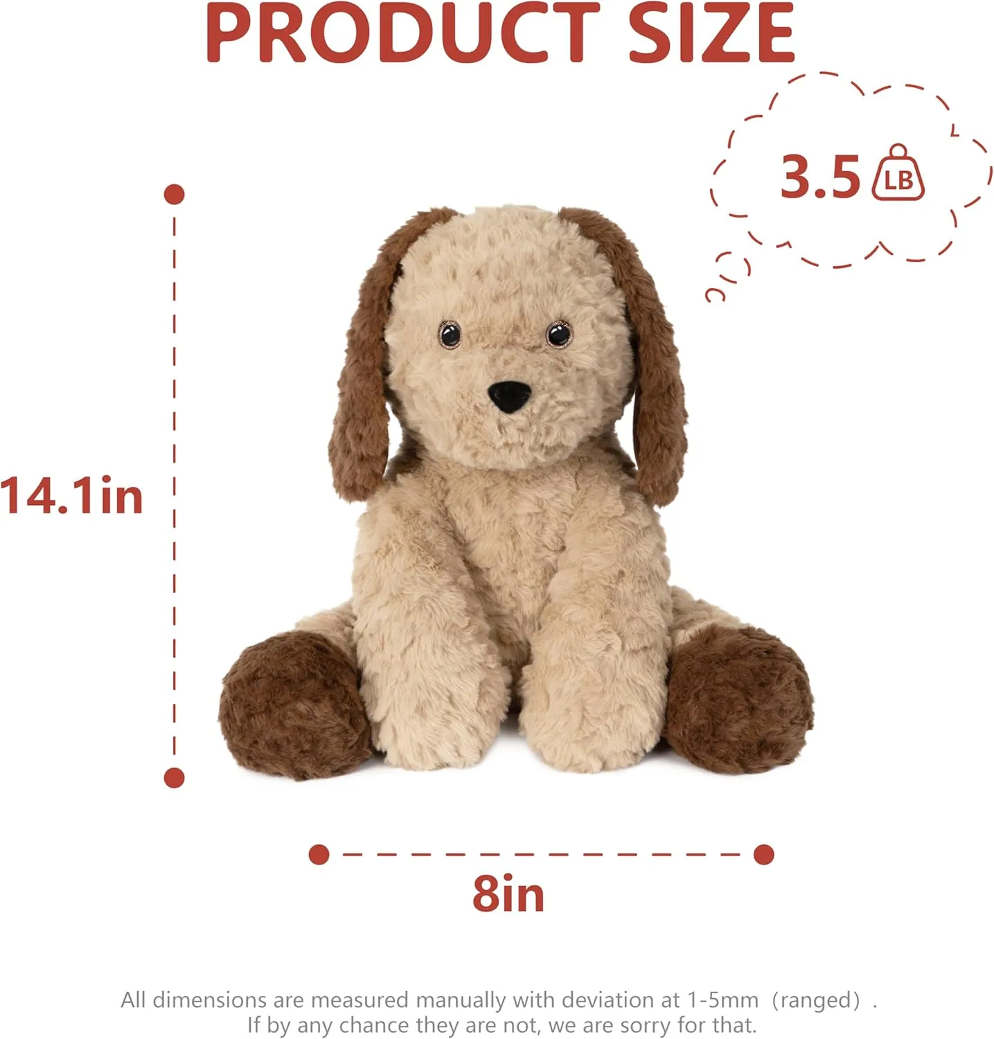 Niuniu Daddy 14" | 3.5 Pound Dog Weighted Stuffed Animal, Heavy Doggy Pillowfort Plush Toys for Kids Adults, Weighted Beads for Puppy Stuffed Animals Body Pillow for Gift Birthday Holiday Christmas