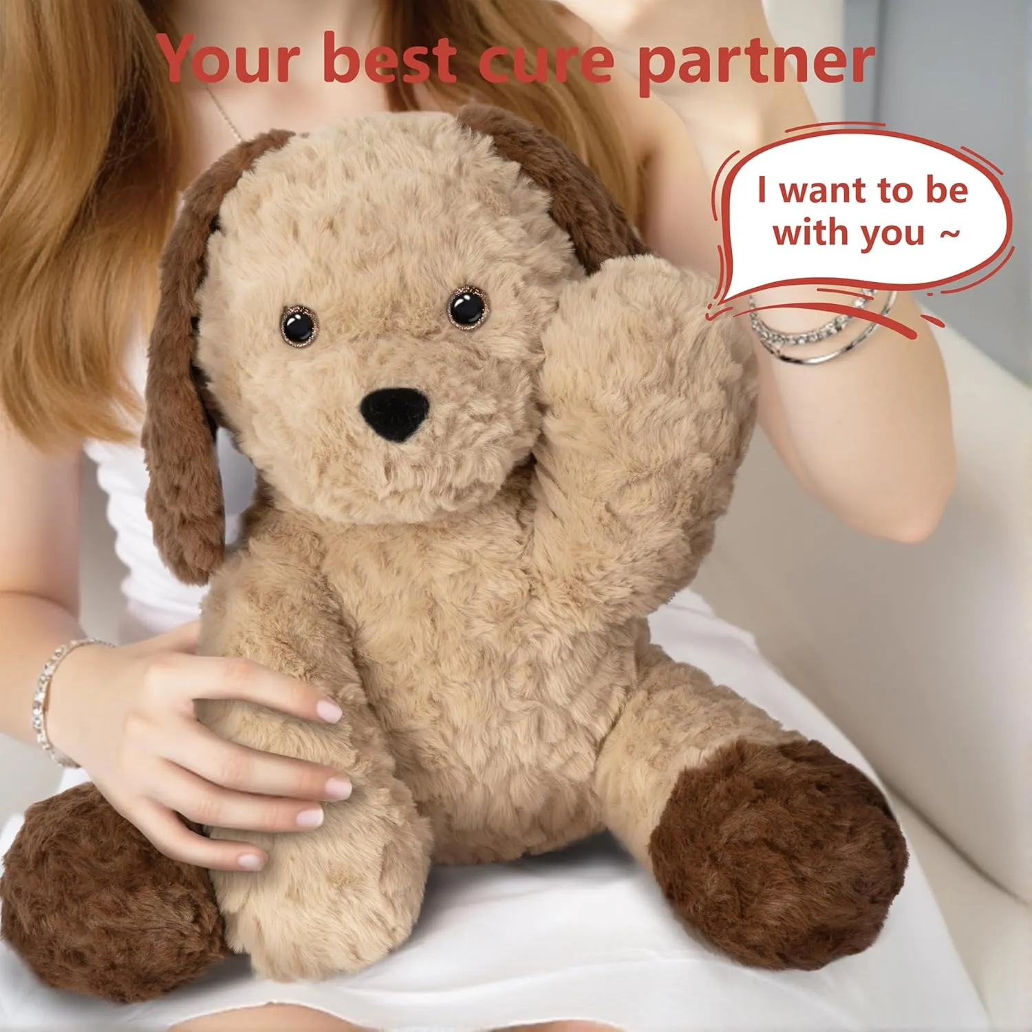 Niuniu Daddy 14" | 3.5 Pound Dog Weighted Stuffed Animal, Heavy Doggy Pillowfort Plush Toys for Kids Adults, Weighted Beads for Puppy Stuffed Animals Body Pillow for Gift Birthday Holiday Christmas