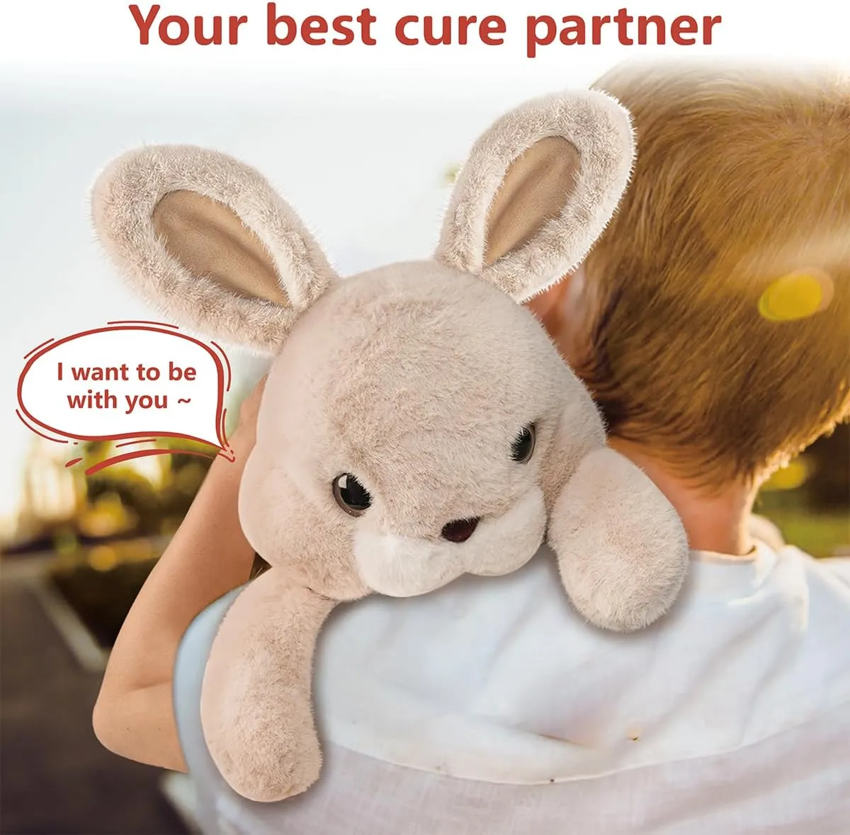 Niuniu Daddy 14" | 3.5 Pound Rabbit Weighted Bunny Stuffed Animals, Large Hugging Plush Animal Toys for Kids Adults Baby, Large Body Pillow for Sleep Gifts Presents Birthday Christmas Holiday