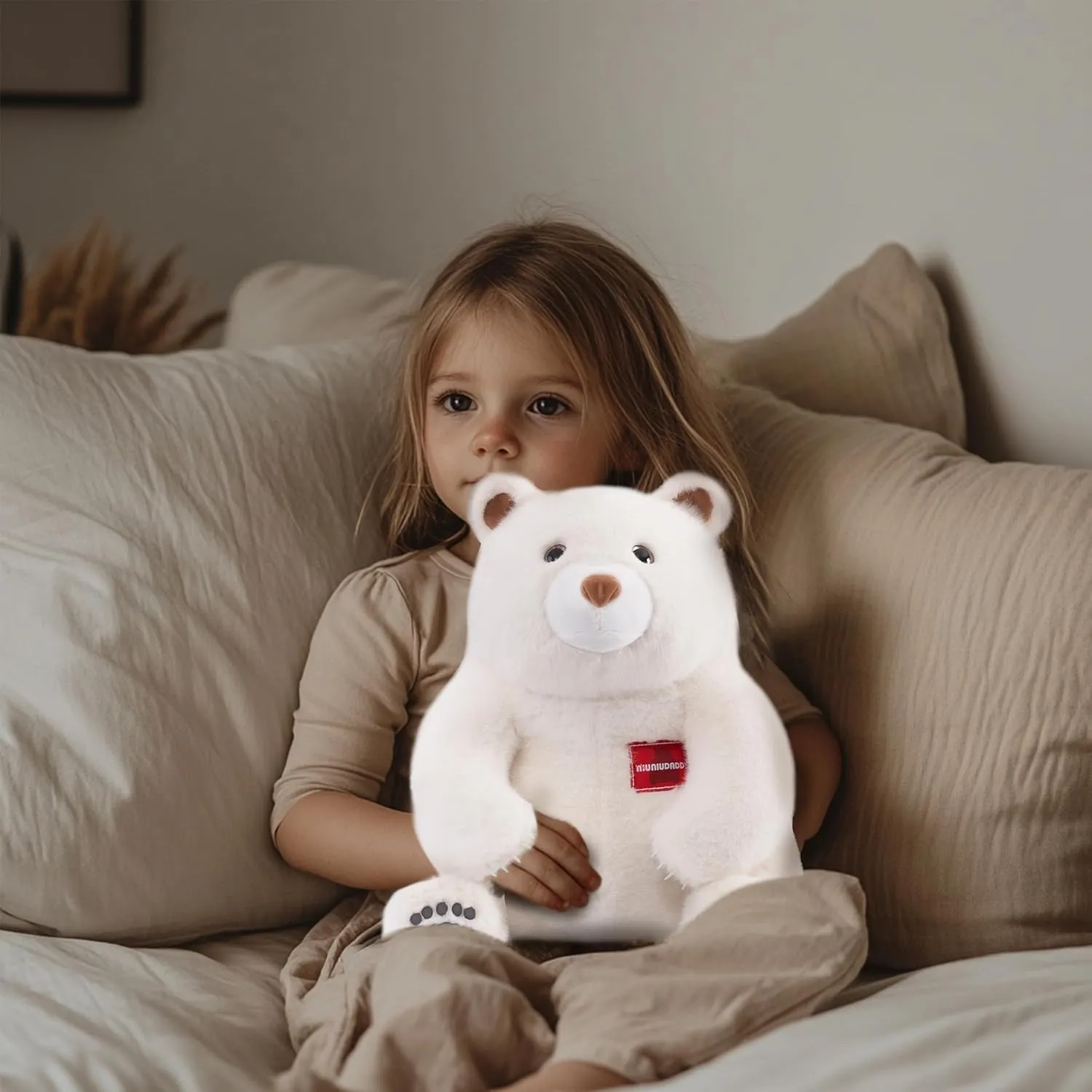 Niuniu Daddy 14" | 3.5 Pound Teddy Bear Weighted Stuffed Animal, Cuddling Polar Bear Pillowfort Plus Toys for Kids Adults, Large White Bear Body Pillow for Sleep Hugging Present Birthday Holiday
