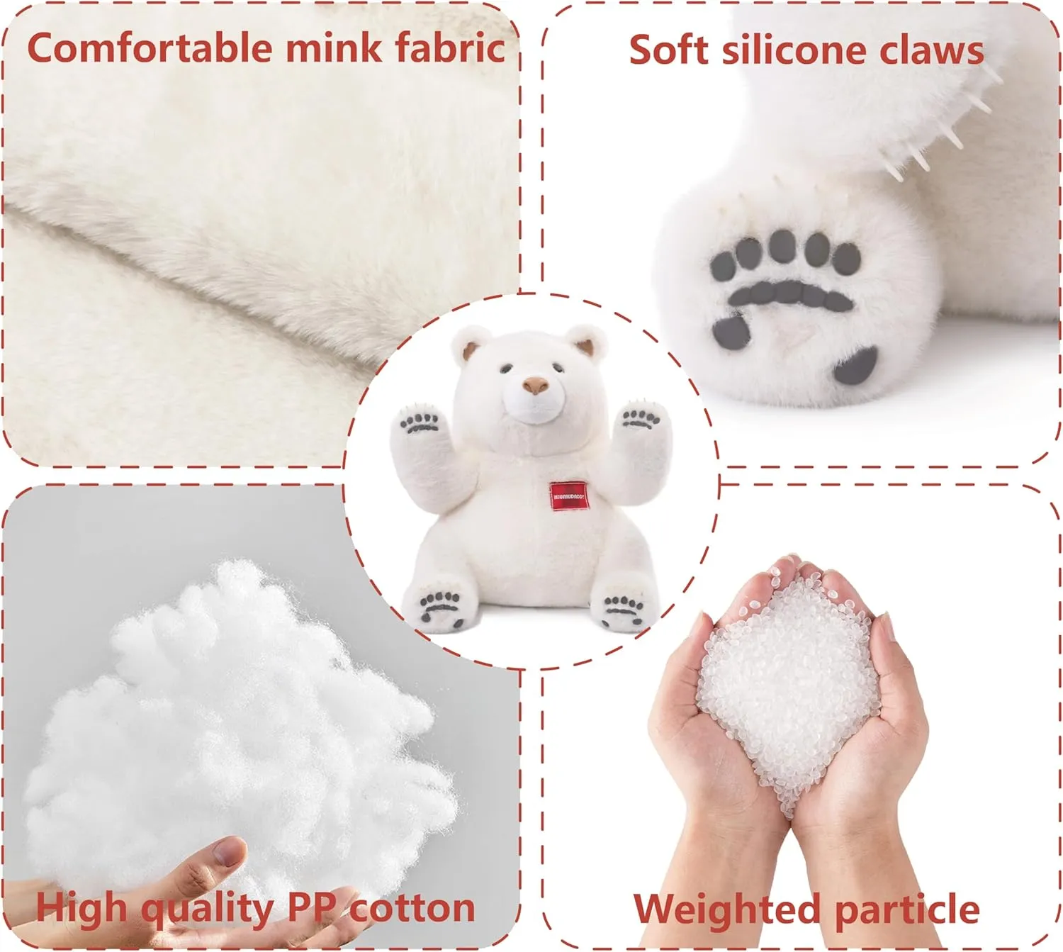 Niuniu Daddy 14" | 3.5 Pound Teddy Bear Weighted Stuffed Animal, Cuddling Polar Bear Pillowfort Plus Toys for Kids Adults, Large White Bear Body Pillow for Sleep Hugging Present Birthday Holiday