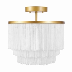 Novogratz x Globe Janis White Fringe Flush Mount