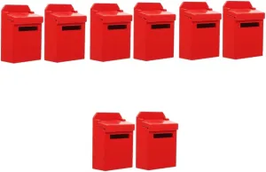 NUOBESTY 8pcs Mini Mailbox Toy Model for Dollhouse Decor Accessory Realistic Design Smooth Wooden for Boys and Girls Play and Educational Purpose