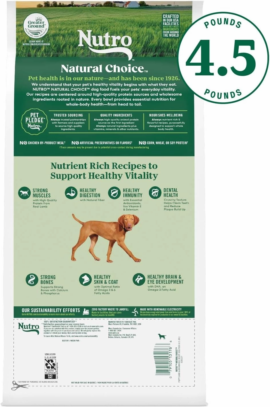 Nutro Natural Choice Puppy Dry Dog Food, Lamb & Brown Rice Recipe, 4.5 lb. Bag