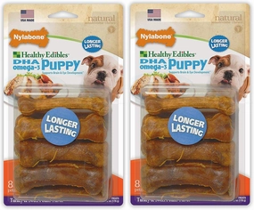 Nylabone 2 Pack of Healthy Edibles Turkey and Sweet Potato Puppy Chew Treats, 8 Treats Per Pack