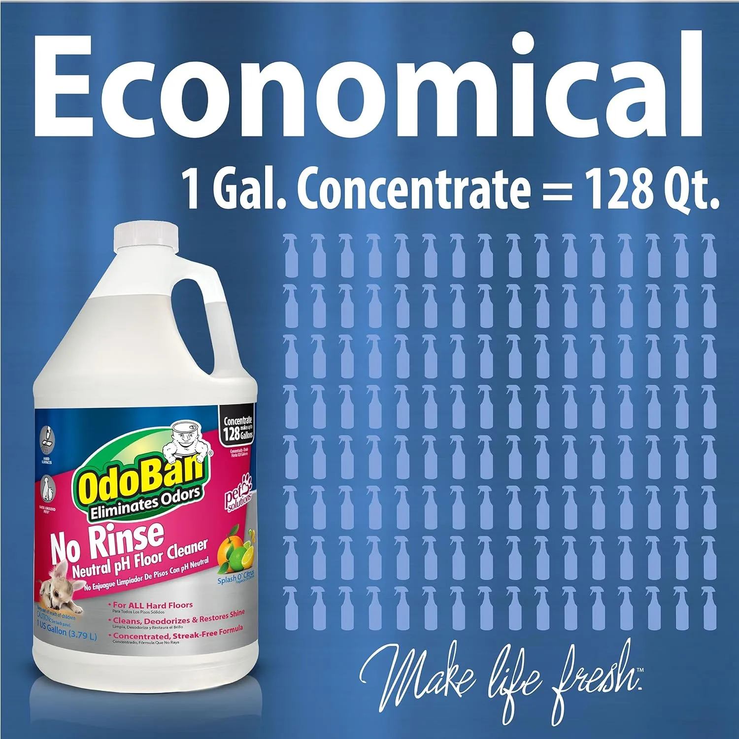 OdoBan Pet Solutions Oxy Stain Remover 2-Pack, 32 Ounce Sprays Each, and Neutral pH Floor Cleaner Concentrate, 1 Gallon