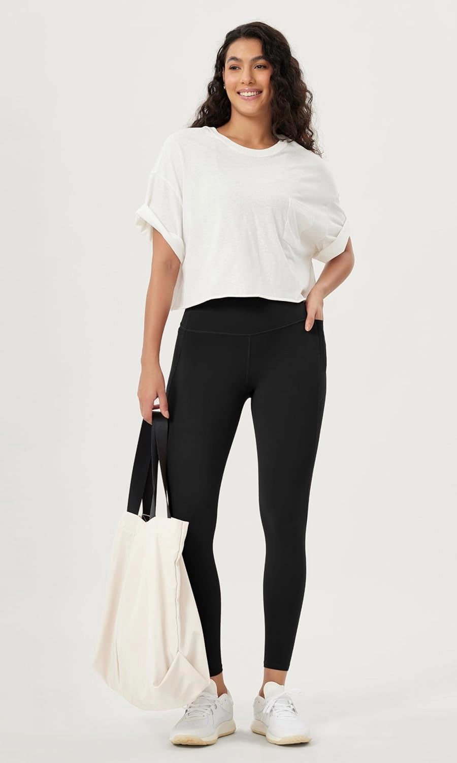 ODODOS Women's High-Waist 7/8 Compression Leggings with High-Positioned Pockets, Yoga Pants for Running & Workout