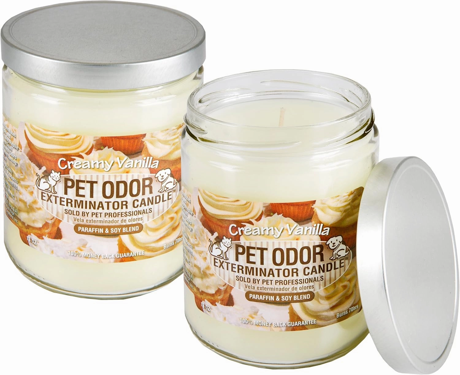 Odor Exterminator Candle, Creamy Vanilla, 13 Ounce Jar (Pack of 2)