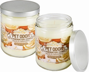 Odor Exterminator Candle, Creamy Vanilla, 13 Ounce Jar (Pack of 2)