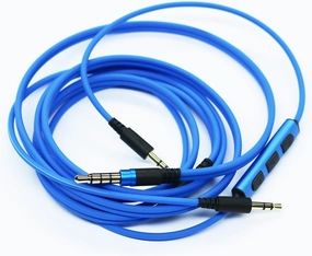 OFC Tangle-Free Replacement Cable Remote Volume & Microphone for Sol Republic Master Tracks HD V8 V10 V12 X3 Headphone Compatible with iPhone Samsung & Some Android Phone Blue