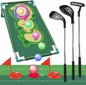 OKYUK Kids Golf Clubs Set, Golf Game with Golf Cornhole, 10 Golf Ball, 3 Golf Club, Upgraded Outdoor Indoor Exercise Game for 3 4 5 6 7 8 9 Year Old Boys Girls
