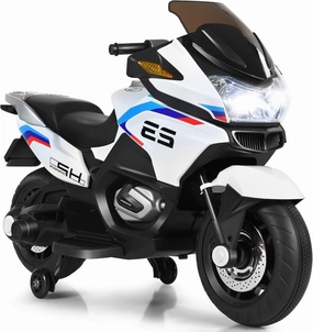 OLAKIDS Kids 12V Ride on Motorcycle, Electric Motor with Music, Foot Pedal, Training Wheel, Bright LED Light, 3 Wheels Battery Powered Tricycle Toy for Toddler Boys Girls with USB, MP3, TF