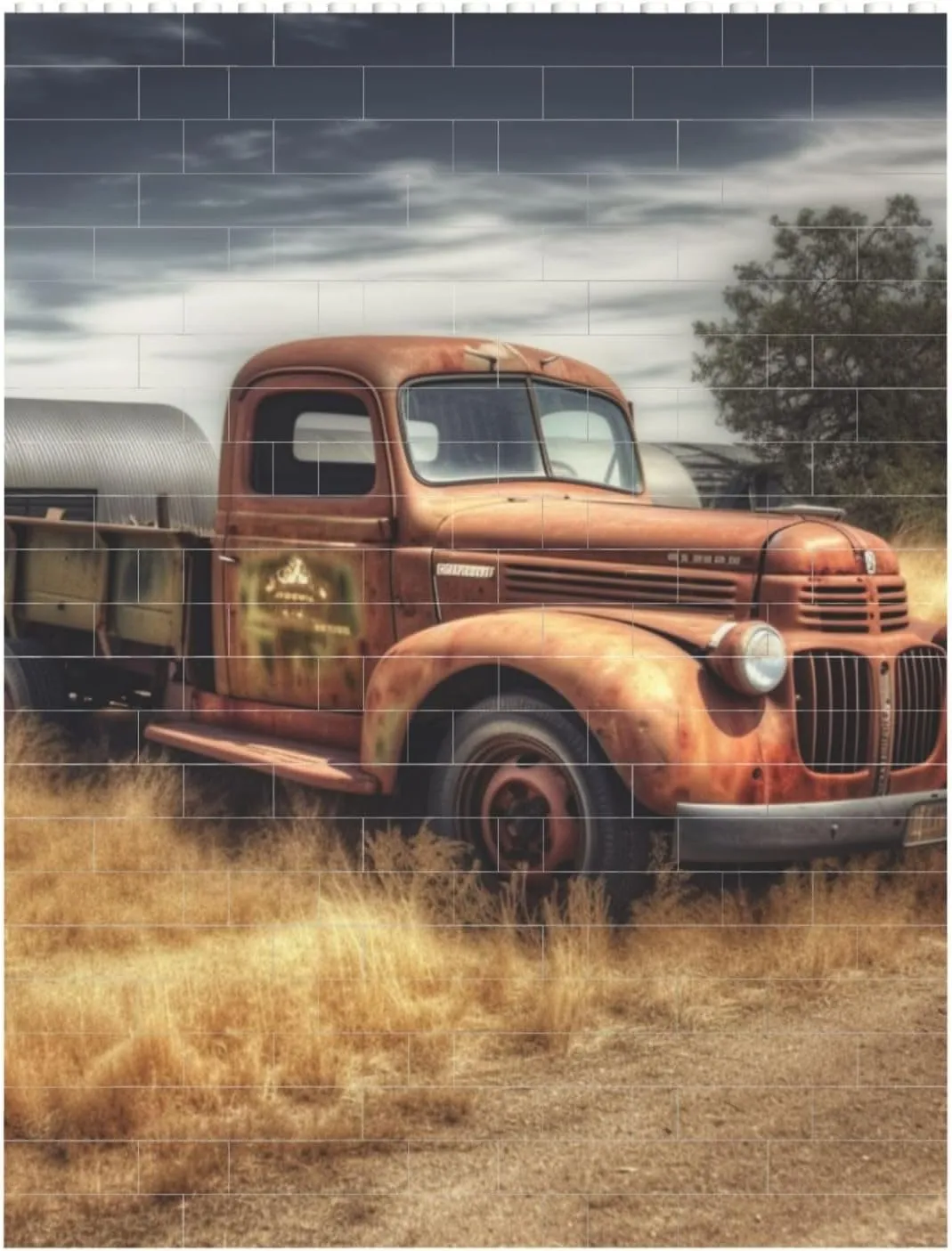 Old Truck Car Building Block Puzzle Personalized Building Bricks for Adults Square Shaped DIY Brick Block Puzzles Valentine's Day Gifts for Home Decor Brick Puzzle