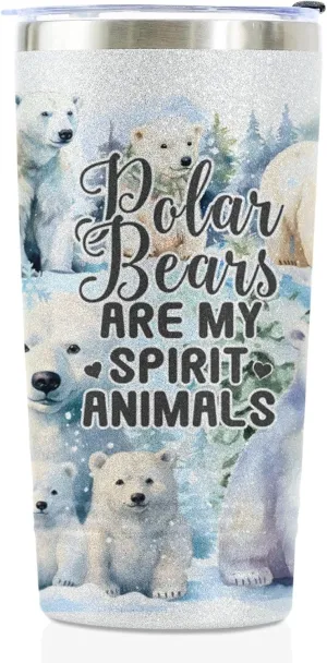 Onebttl Polar Bear Gifts for Women, Polar Bear Coffee Mug for Polar Bear Lovers, Girls, Pola Bears Are My Spirit Animals, Stainless Steel Tumbler 20oz