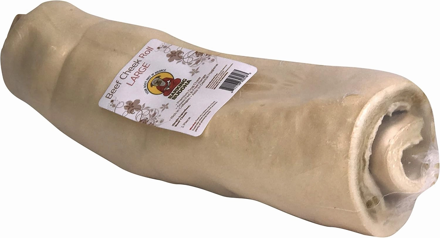 Original Beef Cheek Rolls | Super Thick | All Natural Rawhide Alternative No Hide Premium Dog Chew Sticks | Natural Beef | Large 10-12 Inch (5 Pack)