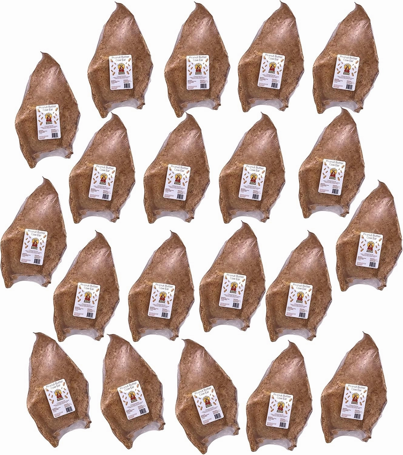 Original Large White Cow Ears | Premium Dog Chews | All Natural, No Additives, Gluten Free | Peanut Butter - 20 Pack