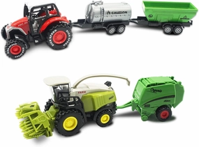 OTONOPI Farm Tractor Toys, Push and Go Farm Truck Harvester with Trailers and Farm Tanker and Oil Tank Farming Toys Vehicles Set for Boys Kids Toddler