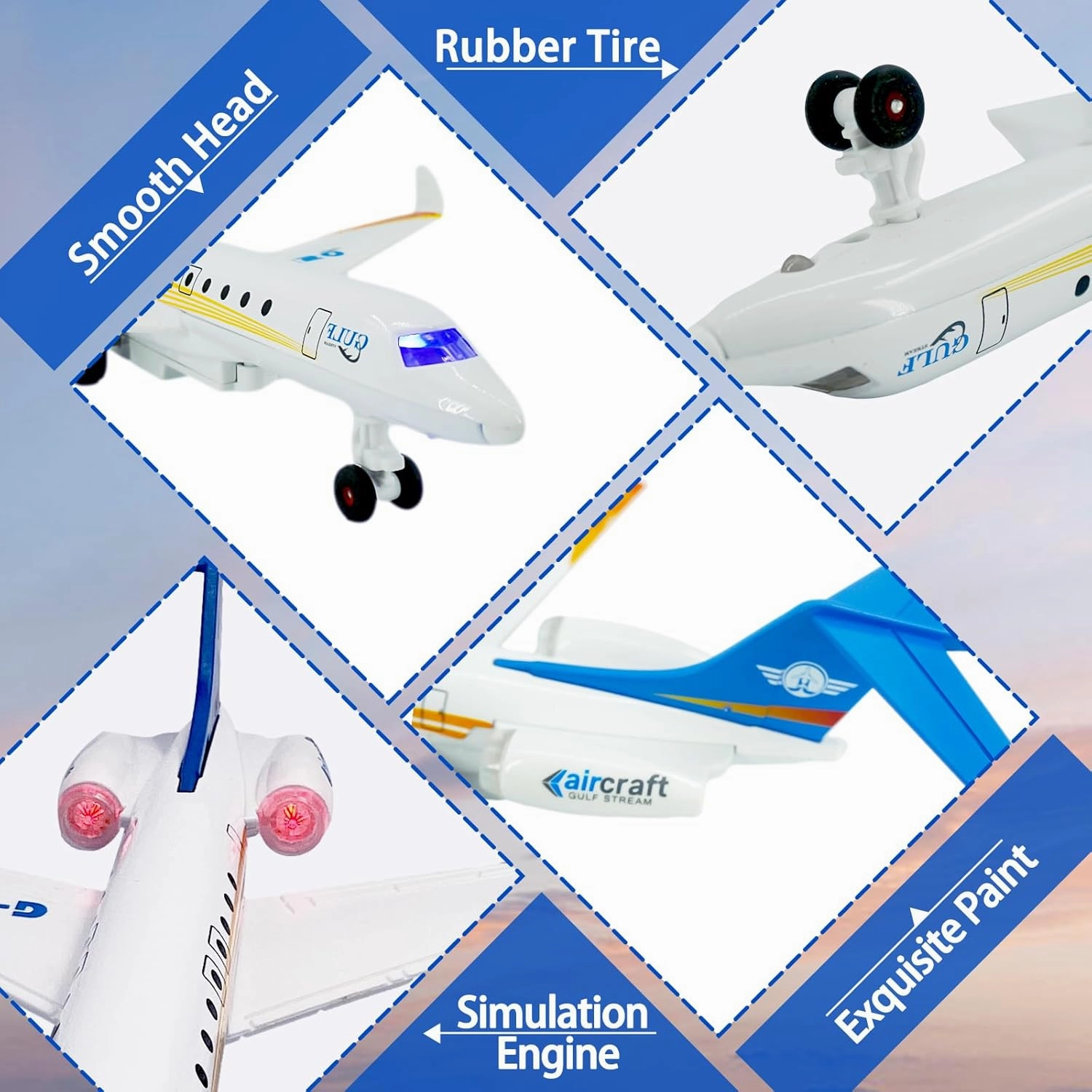 OTONOPI Model Airplane Single Airlines Die-Cast Plane Alloy Metal Aircraft Pull Back Toy Plane G650 with Lights and Sounds for Kids
