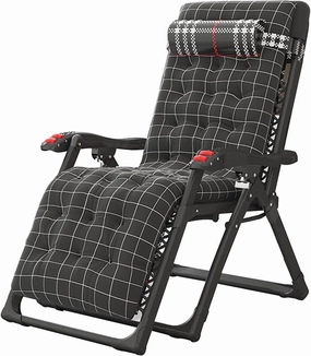 Outdoor Leisure Folding Deck Chairs,Adjustable Office Terrace Lounge Chair Portable Camping Recliner,(Black)