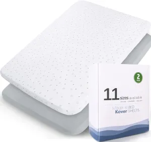 Pack and Play Sheets Fitted- Fit for ADOVEL, Pamo Babe, Baby Trend, Graco, Dream On Me and Other 25" x 36" Playard Mattress Cover, Ultra Soft & Stretchy Playpen Sheets, Grey & White Star, 2 Pack
