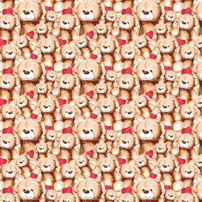 Packed Lovely Teddy Bear & Hearts Fabric