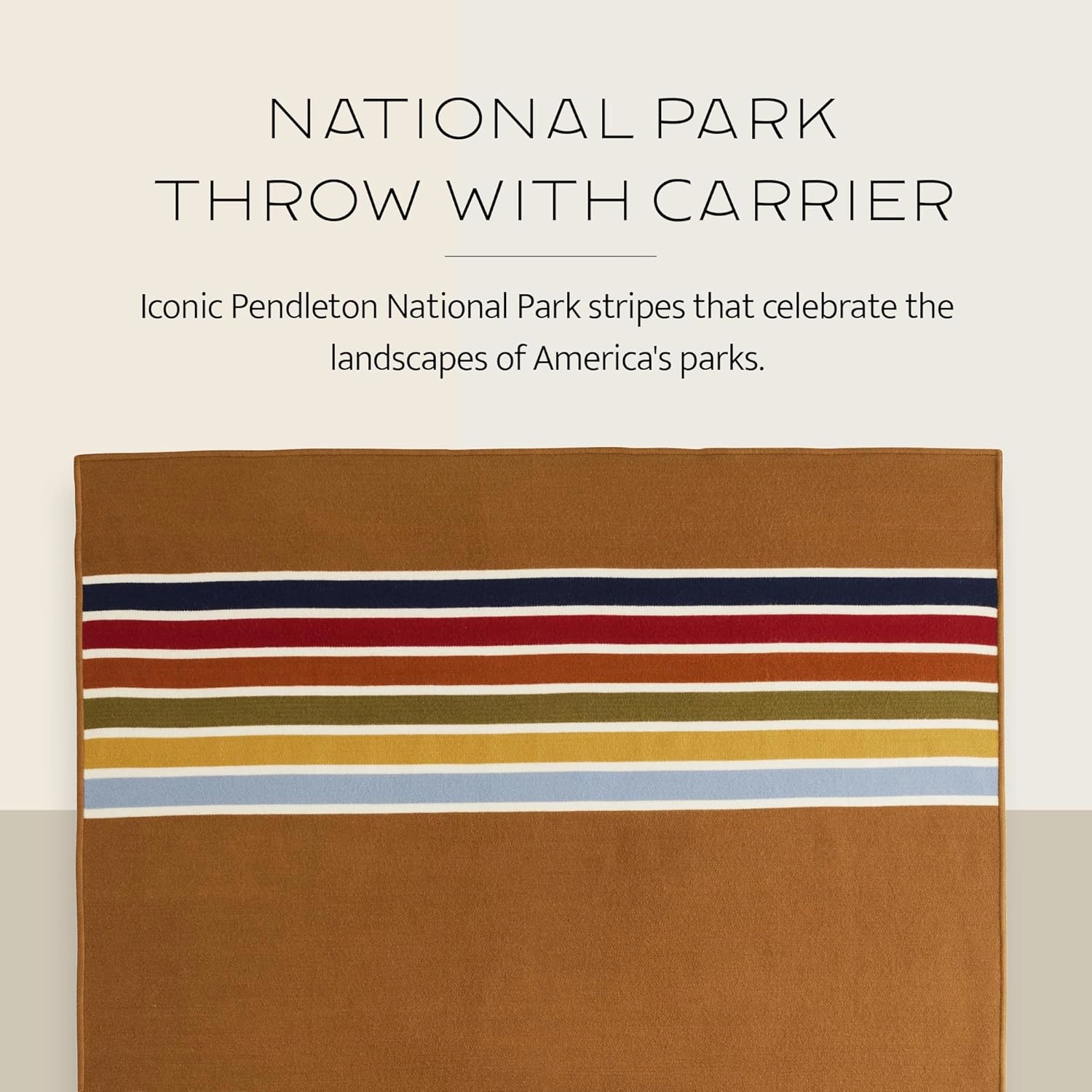 Pendleton National Park Throw with Leather Carrier 54" x 72" - Premium Wool Throw, Iconic Stripes, Durable Blanket for Home & Outdoor Adventures - Glacier