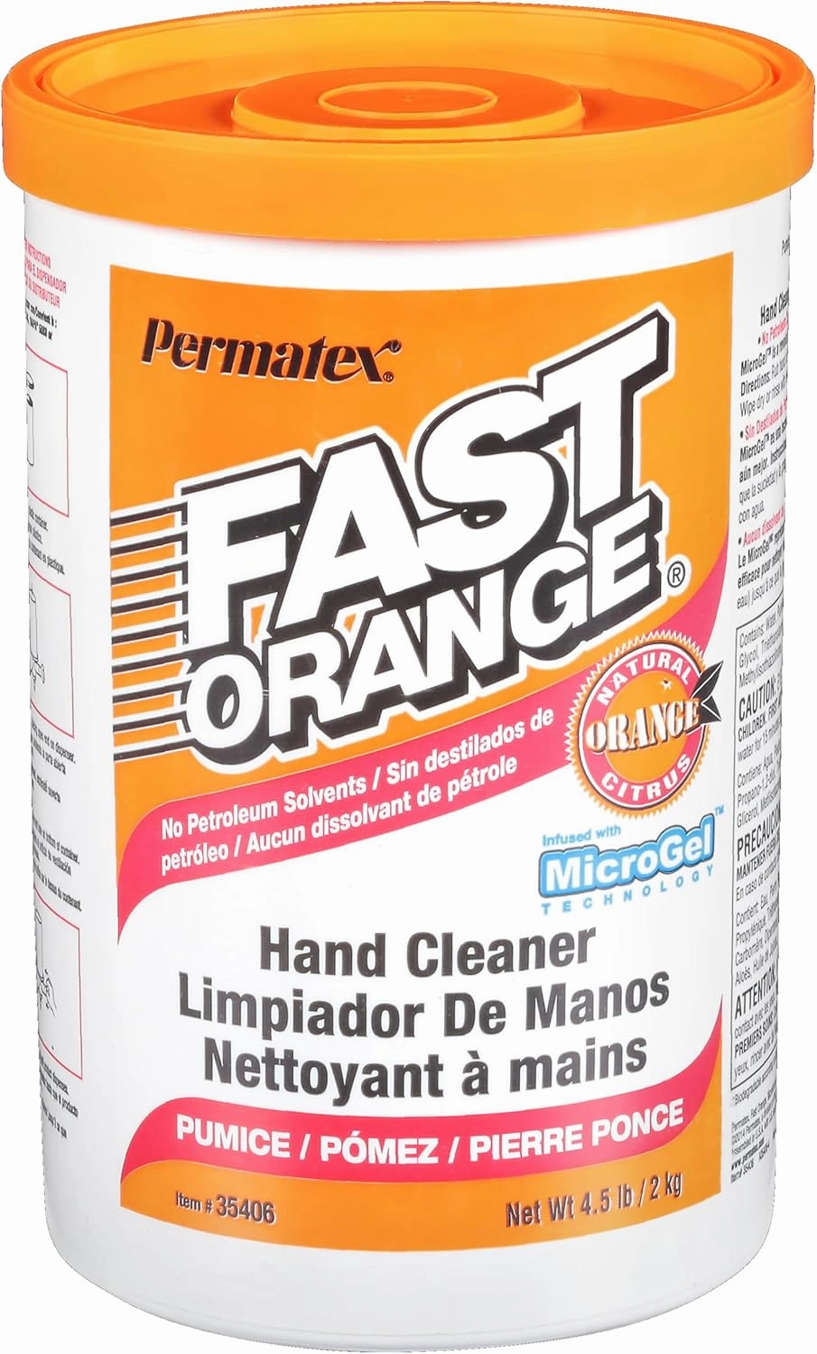 Permatex 35406 Fast Orange Pumice Cream Hand Cleaner, 4.5 lbs