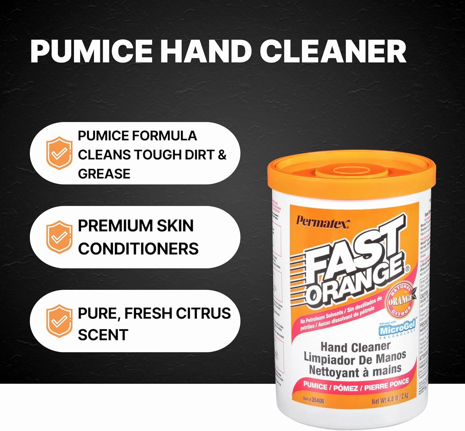 Permatex 35406 Fast Orange Pumice Cream Hand Cleaner, 4.5 lbs