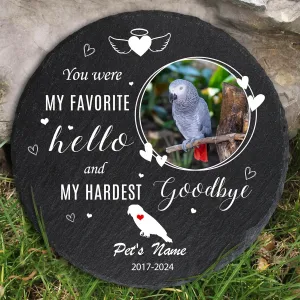 Personalized Pet Grey Parrot Memorial Stone, Custom Grey Parrot Grave Marker with Photo Name, Parrot Headstone, Bird Gravestone, Garden Remembrance Plaque for Pet Bird Parrot