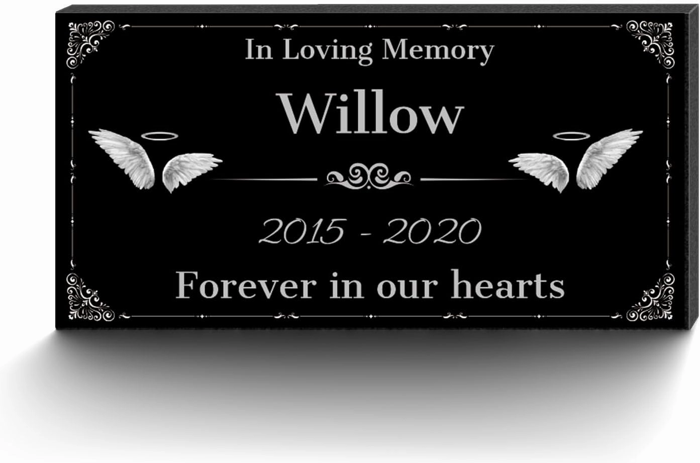 Personalized Pet Memorial Stones with Photos, Pet Memorial Plaques, Custom Engraved Black Granite Pet Headstone, Gifts for Lost a Pets.(Text Style)