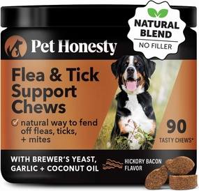 Pet Honesty Flea and Tick Prevention for Dogs Supplement - Natural Flea and Tick Chews for Dogs, Oral Pills with No Harsh Chemicals, Natural Way to Enjoy The Outdoors - Bacon (90 Count)
