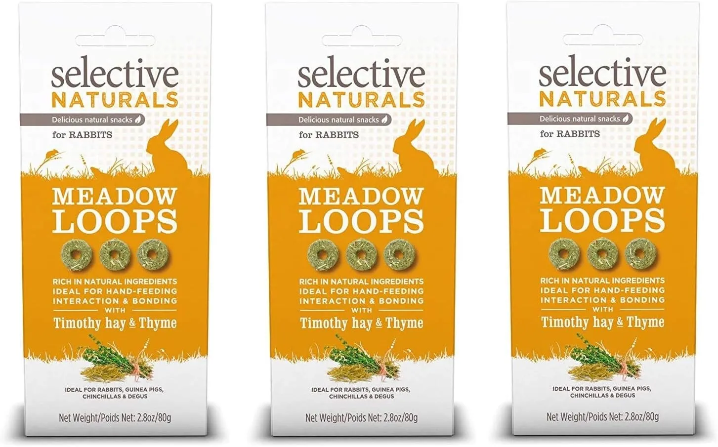 Petfoods 3 Pack of Selective Naturals Meadow Loops, 2.8 Ounces each, with Timothy Hay and Thyme