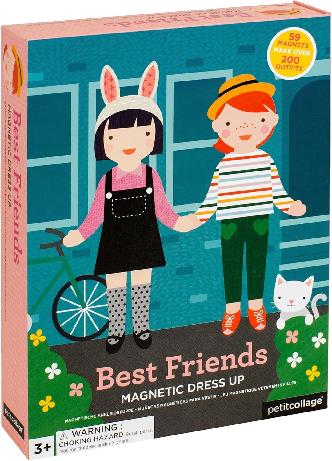 Petit Collage Magnetic Dress Up Best Friends – Magnetic Game Board with Mix and Match Magnetic Pieces, Ideal for Ages 3  – Includes 2 Scenes and 49 Creative Magnetic Pieces