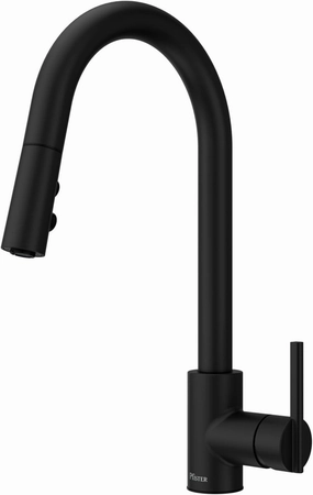 Pfister GT529-BI Brislin 1.8 GPM Single Hole Pull Down Kitchen Faucet with AutoDock Sprayhead, Pfast Connect, and Pforever Seal Valves - Matte Black