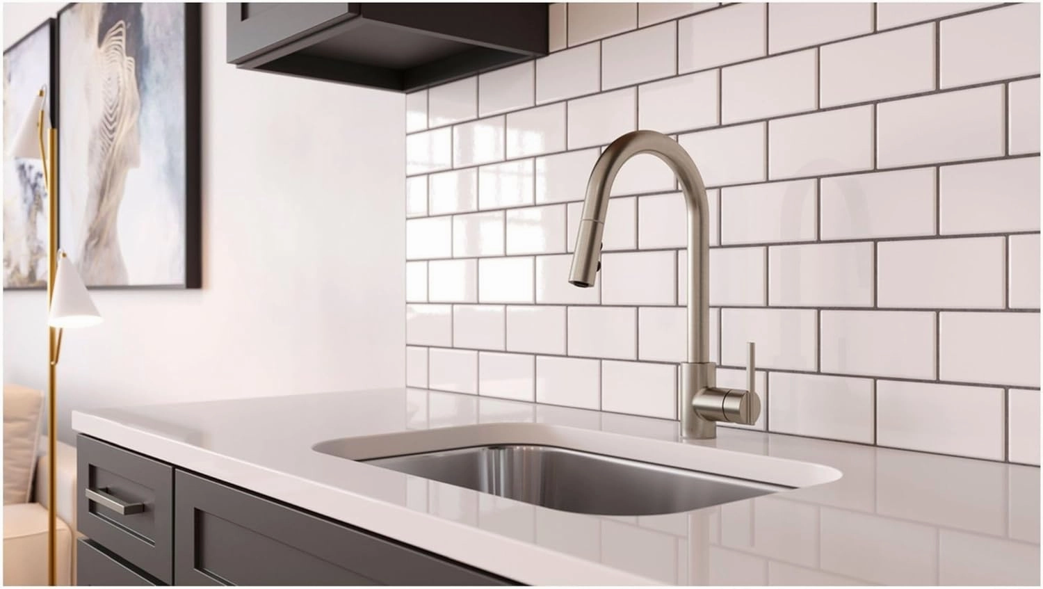 Pfister GT529-BI Brislin 1.8 GPM Single Hole Pull Down Kitchen Faucet with AutoDock Sprayhead, Pfast Connect, and Pforever Seal Valves - Matte Black