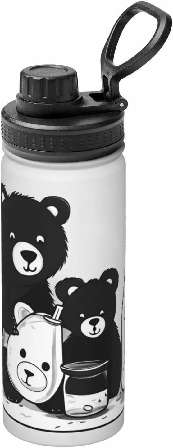 PHAYAH Cute Milk Bottle Bear Camping Hiking Hydration Flask Stainless Steel, Double Walled & Vacuum Insulated Water Bottle