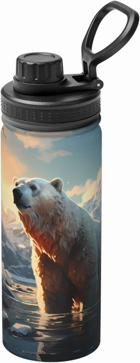 PHAYAH Polar Bear In Winter Camping Hiking Hydration Flask Stainless Steel, Double Walled & Vacuum Insulated Water Bottle