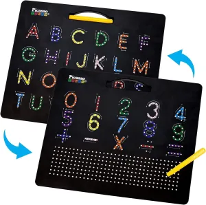 PicassoTiles 56pc Magnetic Animal Speed Matching Game   Alphabet Board, Pair Matching Puzzle, Educational Family Games, Board Games, Upper Case Capital and Lowercase Letter Writing 12x10 inch Pad