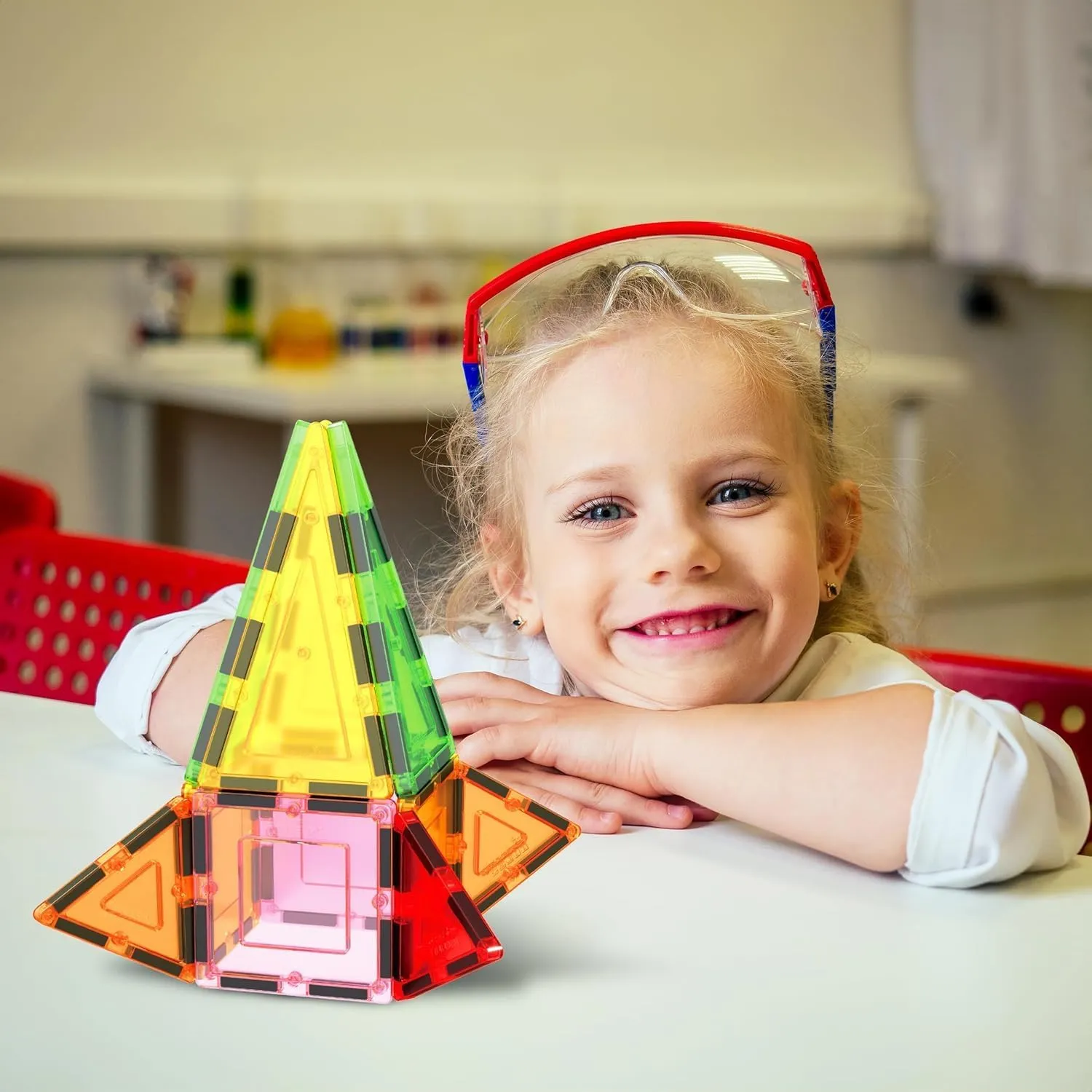 PicassoTiles Magnet Tile Building Block Set Magnetic Construction Square Triangle Tiles Toy Kit Sparking Creativity Geometric Shapes STEM Educational Learning Brain Development Kids Ages 3  PB12