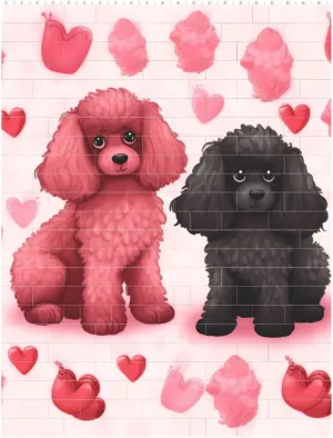 Pink Poodles Dogs Building Block Puzzle Personalized Building Bricks for Adults Square Shaped DIY Brick Block Puzzles Valentine's Day Gifts for Home Decor Brick Puzzle