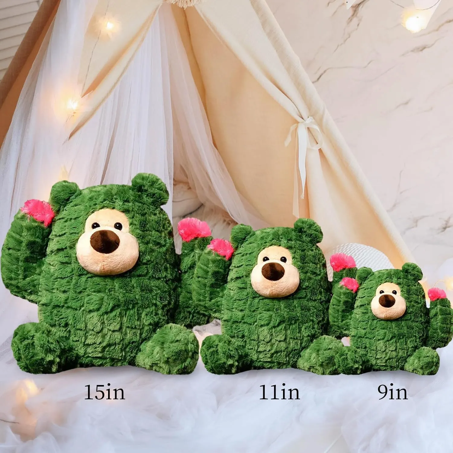 Plant Cactus Stuffed Animals Plush Toys - Super Soft & Washable, Adorable Kids Character Animal Pillows, Perfect for Room Decor, Gifts for Ages 3 , Showcase Your Mood (Green-Cactus,11 inch)