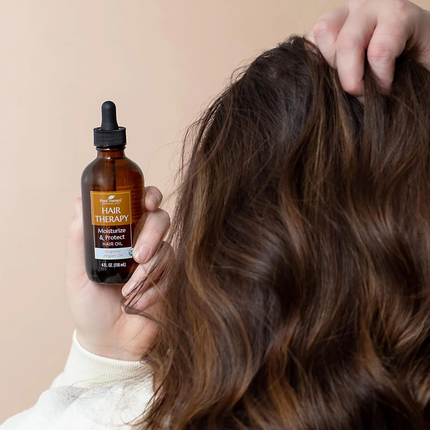 Plant Therapy Hair Therapy Moisturize & Protect Hair Oil 4 oz Organic Argan Oil 100% Pure and USDA Organic, First-Press, Virgin, For Face, Hair, Skin, Nails and Cuticles