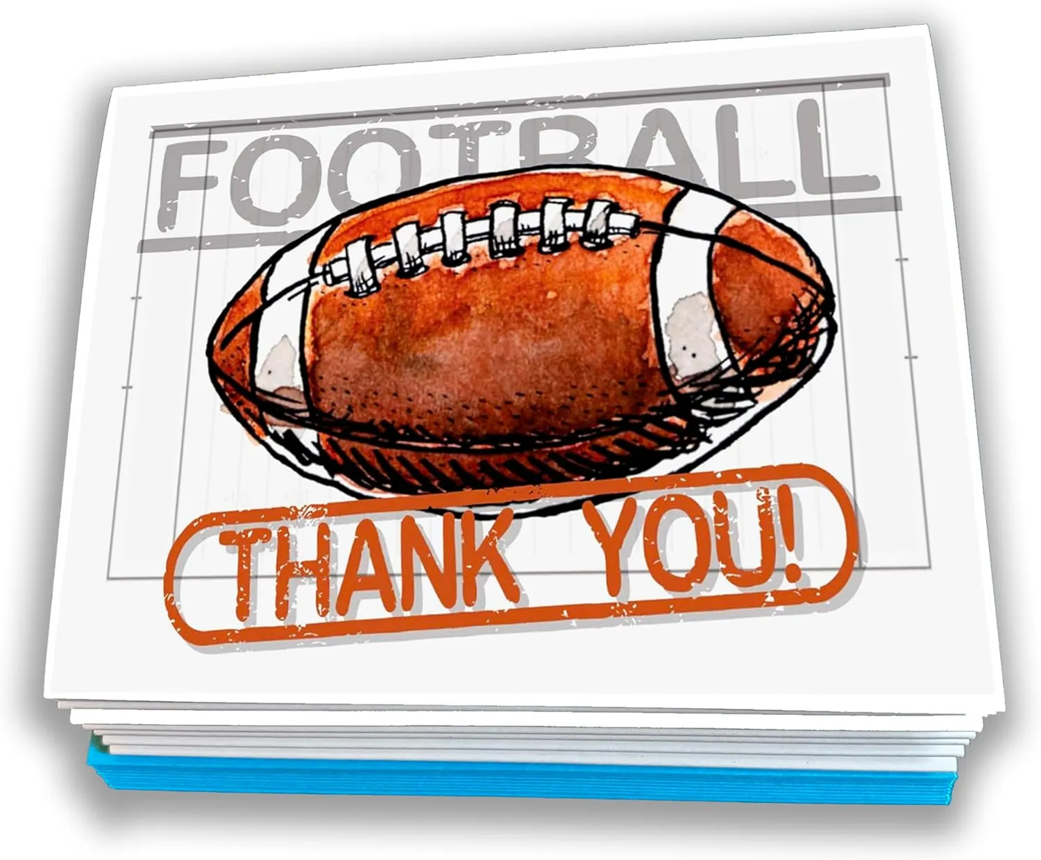 Play Strong Football Thank You Note Cards 12-Pack (4.25"x5.5") Illustrated Sports Powercard Note Card Set 12-Pack Perfect for Football Players, Coaches, Fans and Fanatics - They'll Love 'Em!