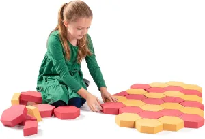 Playlearn 30pc Foam Building Bricks – Construction Foam Pavers - Safe Non-Toxic EVA Foam - Red and Tan
