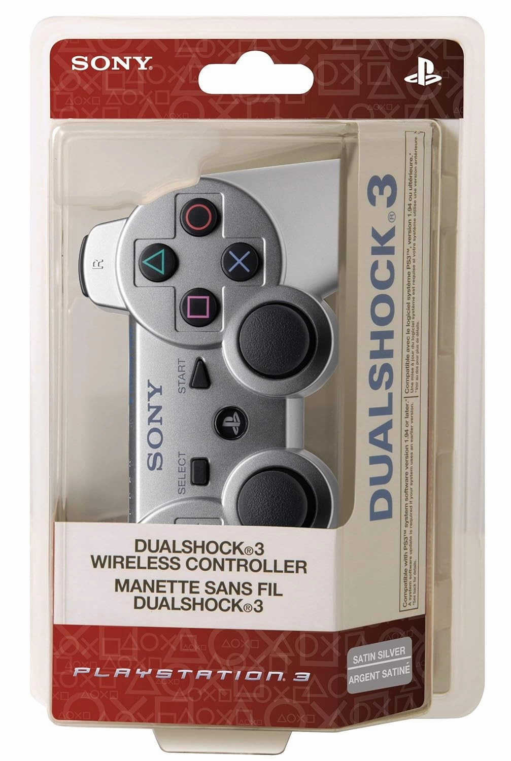 PlayStation 3 Dualshock 3 Wireless Controller (Satin Silver) (Renewed)