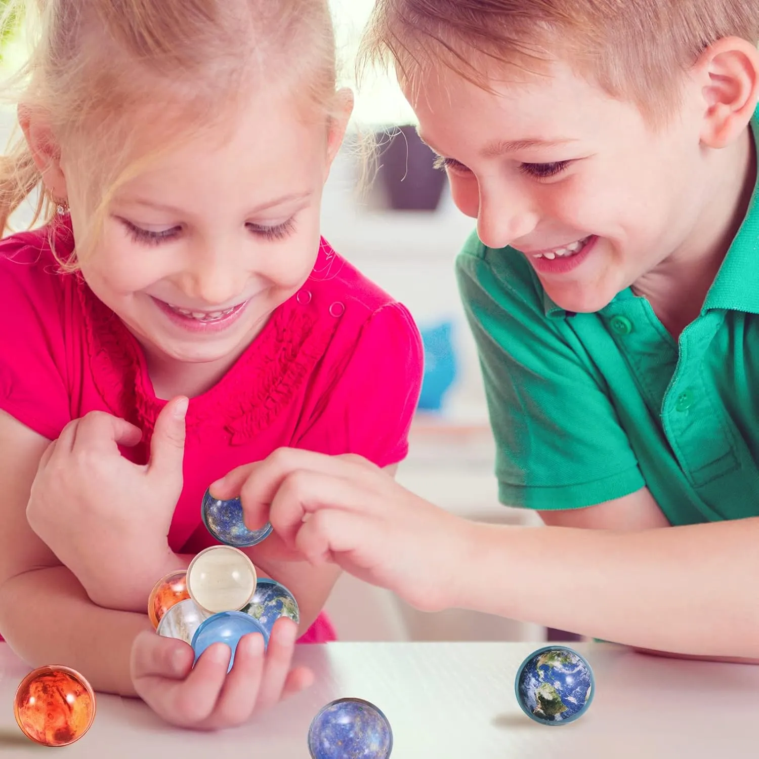 Pllieay 24PCS Space Solar System Eight Planets Themed Bouncy Balls for Kids Party Favors, Gift Bag Filling, 32mm
