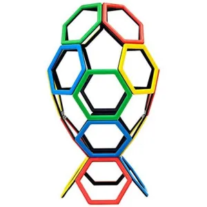 Polydron Kids Magnetic Hexagons Construction Set in Multicolored - Math and Geometry Learning 2D & 3D Shapes Toy Building Kit - 5  Years - 20 Pieces