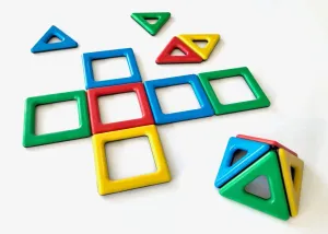 Polydron Kids Magnetic Student Set in Multicolored - Math and Geometry Learning Toy Building Kit with 2D & 3D Shapes - 3  Years - 14 Pieces